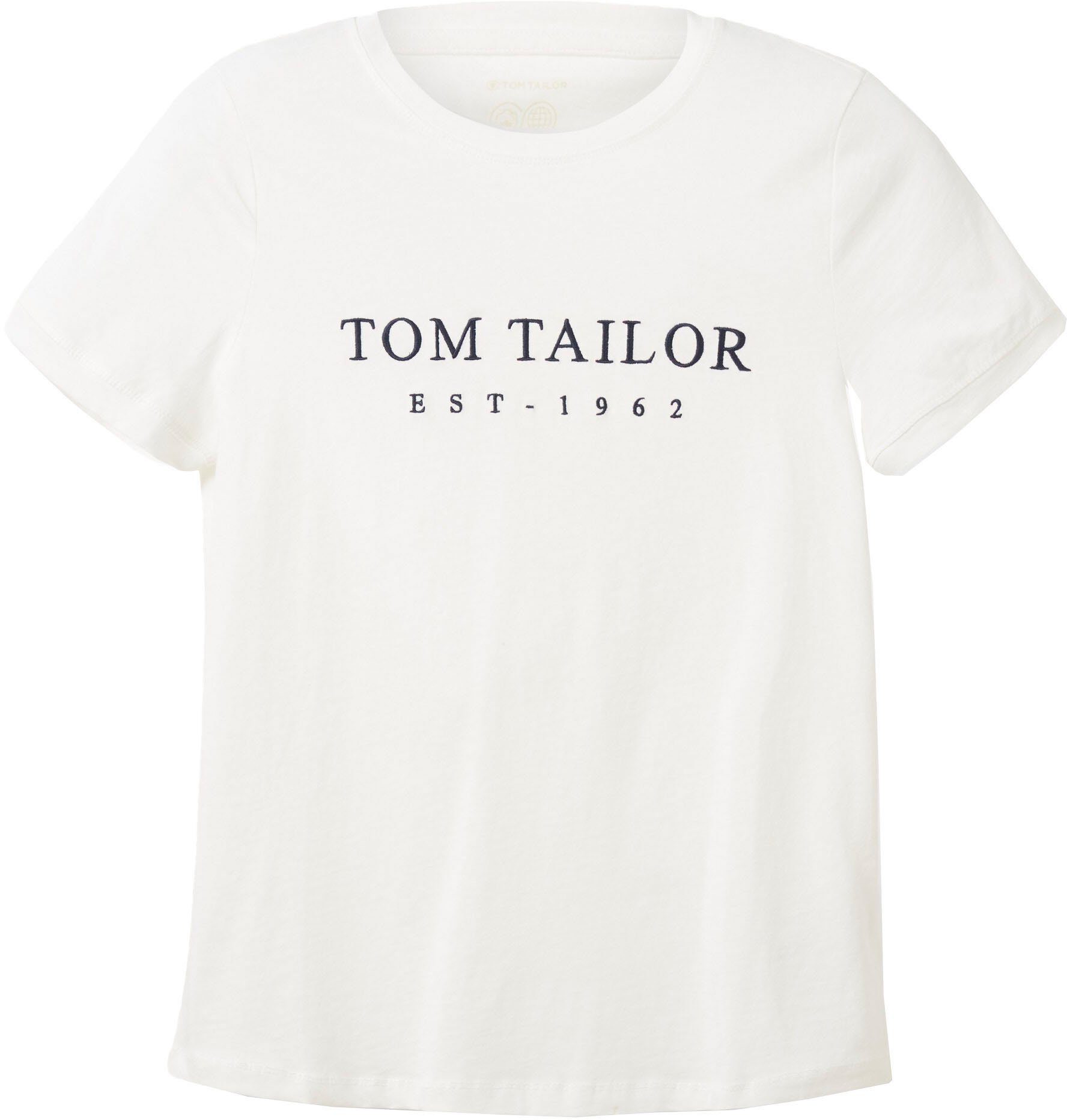 T-Shirt T-Shirt TAILOR Logoprint TOM wollweiß