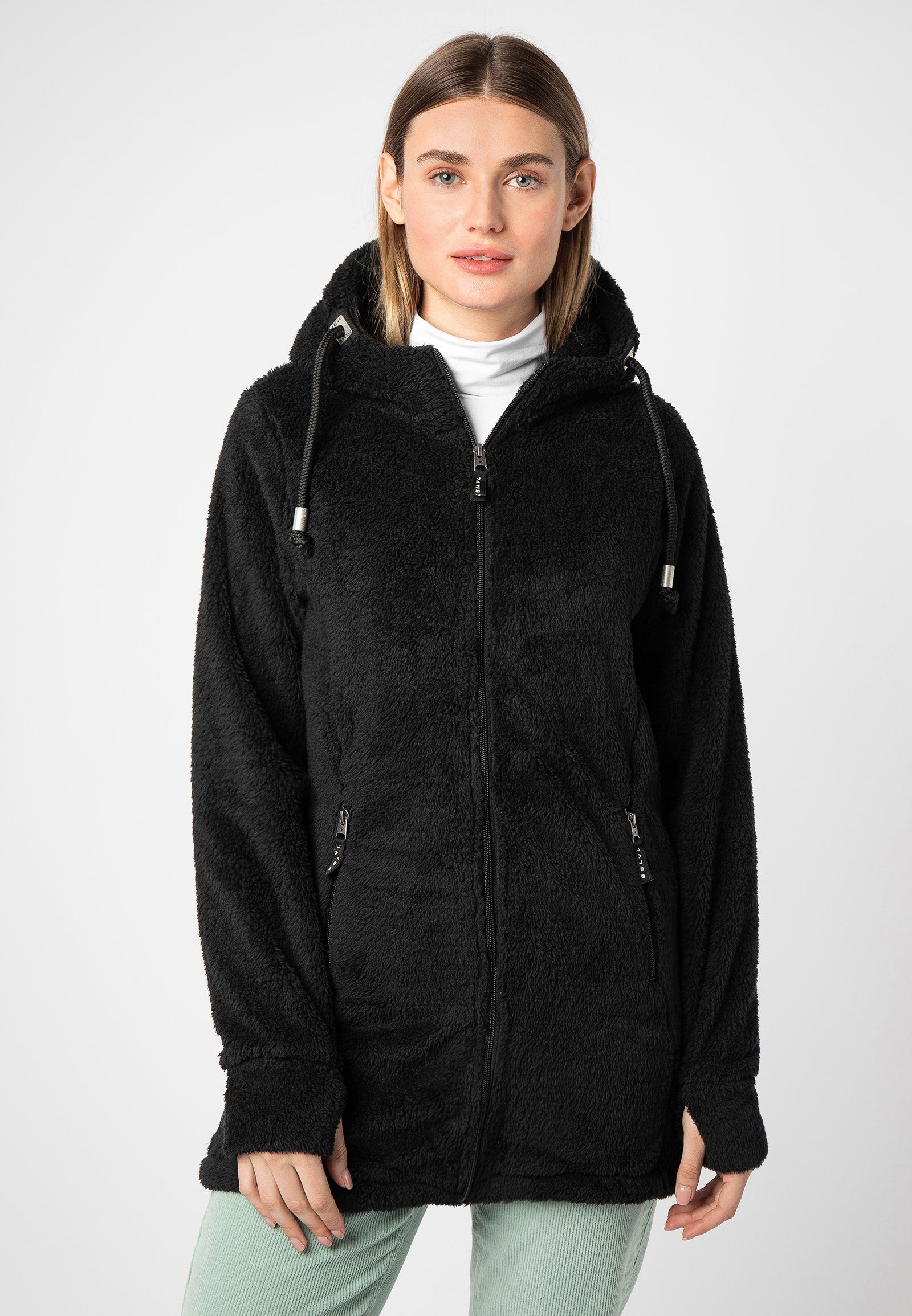 SUBLEVEL Fleecejacke Lange Fleecejacke mit Kapuze günstig online kaufen