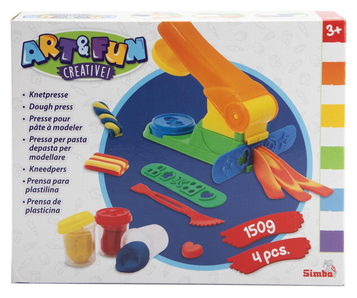 SIMBA Knete Kreativ Knete ART & FUN Softknete Knetpresse und 3x 50g Dose 106329097