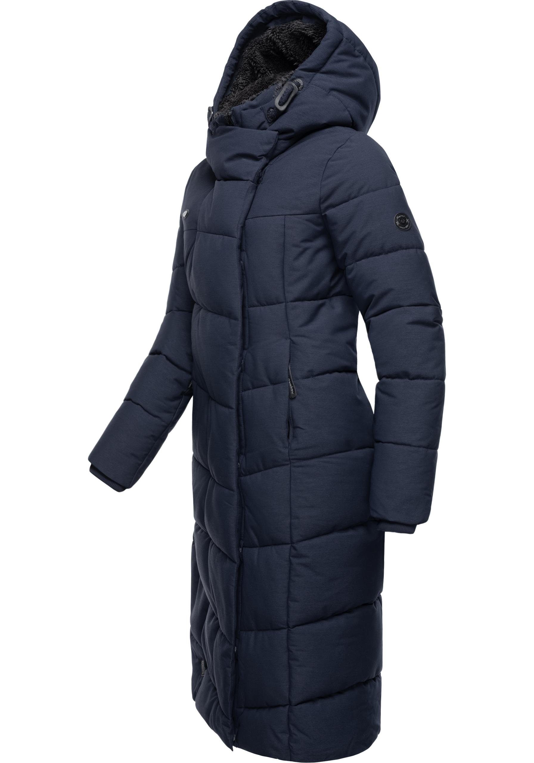 Ragwear Wintermantel und navy Long Kapuze Winterparka Teddyfutter mit Pavla extralanger