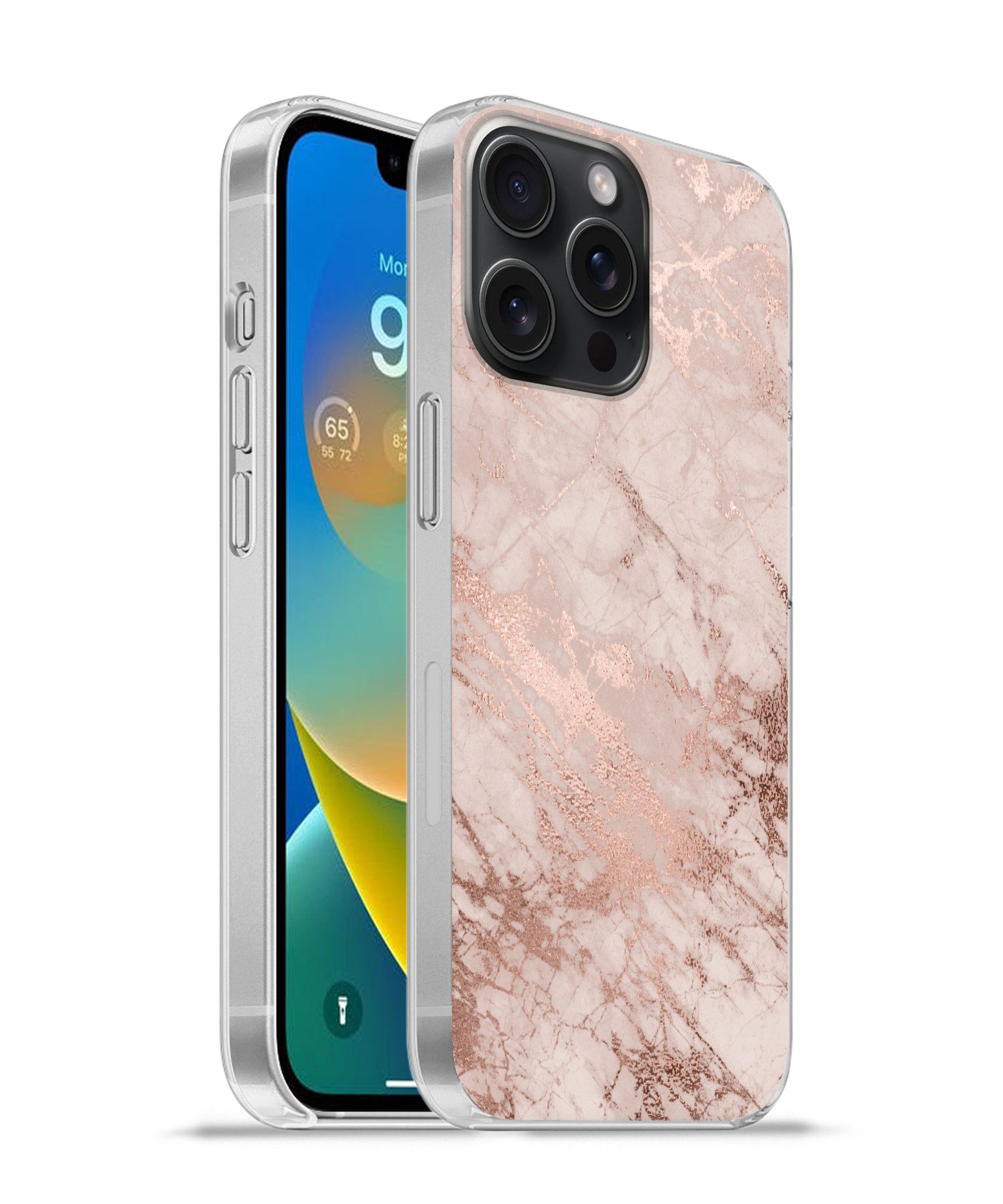 MuchoWow Handyhülle für Apple iPhone 15 Pro Max Marmor - Rosa - Luxus - Marmoroptik - Glit, Smartphone-Bumper, Print, Handy Schutzhülle Dünn