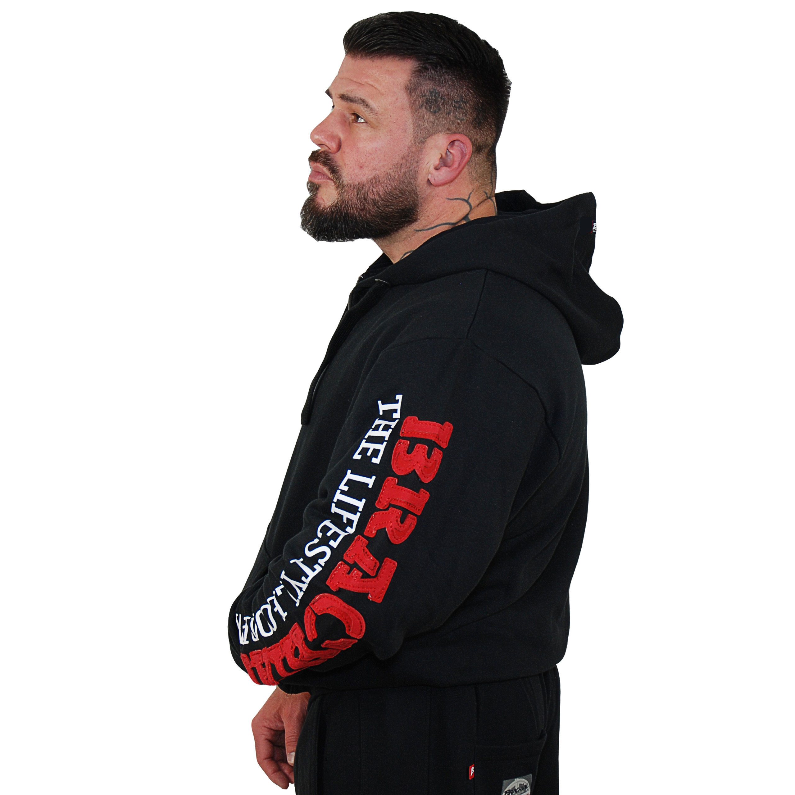 BRACHIAL THE LIFESTYLE COMPANY Kapuzensweatjacke Brachial Zip-Hoody "Gym" schwarz/rot 2XL