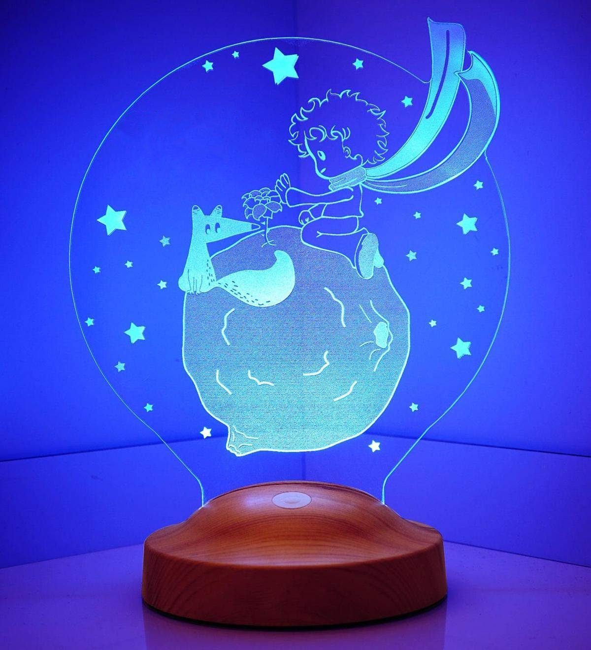 Geschenkelampe LED Nachttischlampe Le Petit Prince 3D LED Lampe Geschenke für Kinder und Babys, LED fest integriert, 6 Farben, LED Lampe