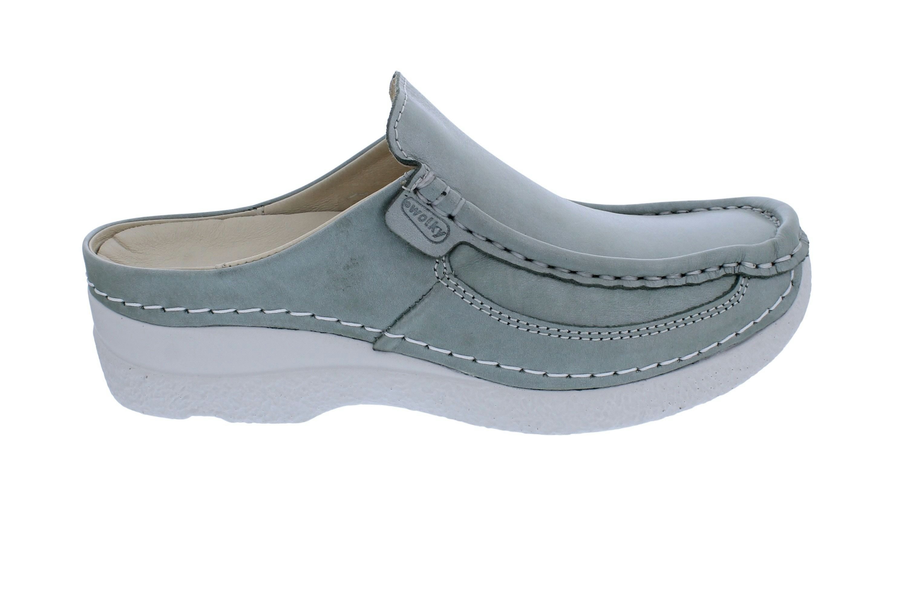 WOLKY Wolky Clog Roll Slide 0620261-701, schimmerndes Glattleder, Grün, Fußb Clog