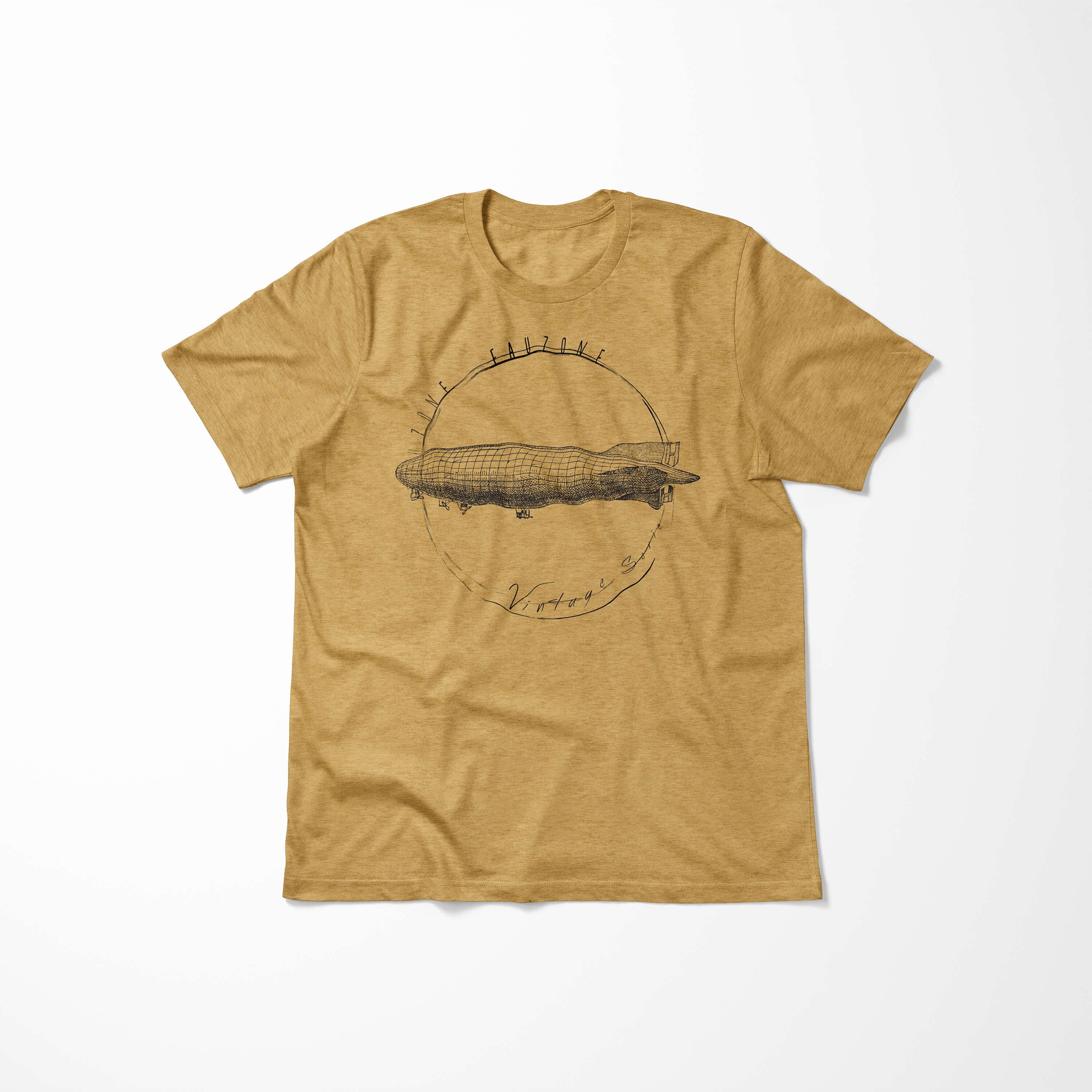 Vintage Gold Zeppelin T-Shirt Herren Antique Art T-Shirt Sinus