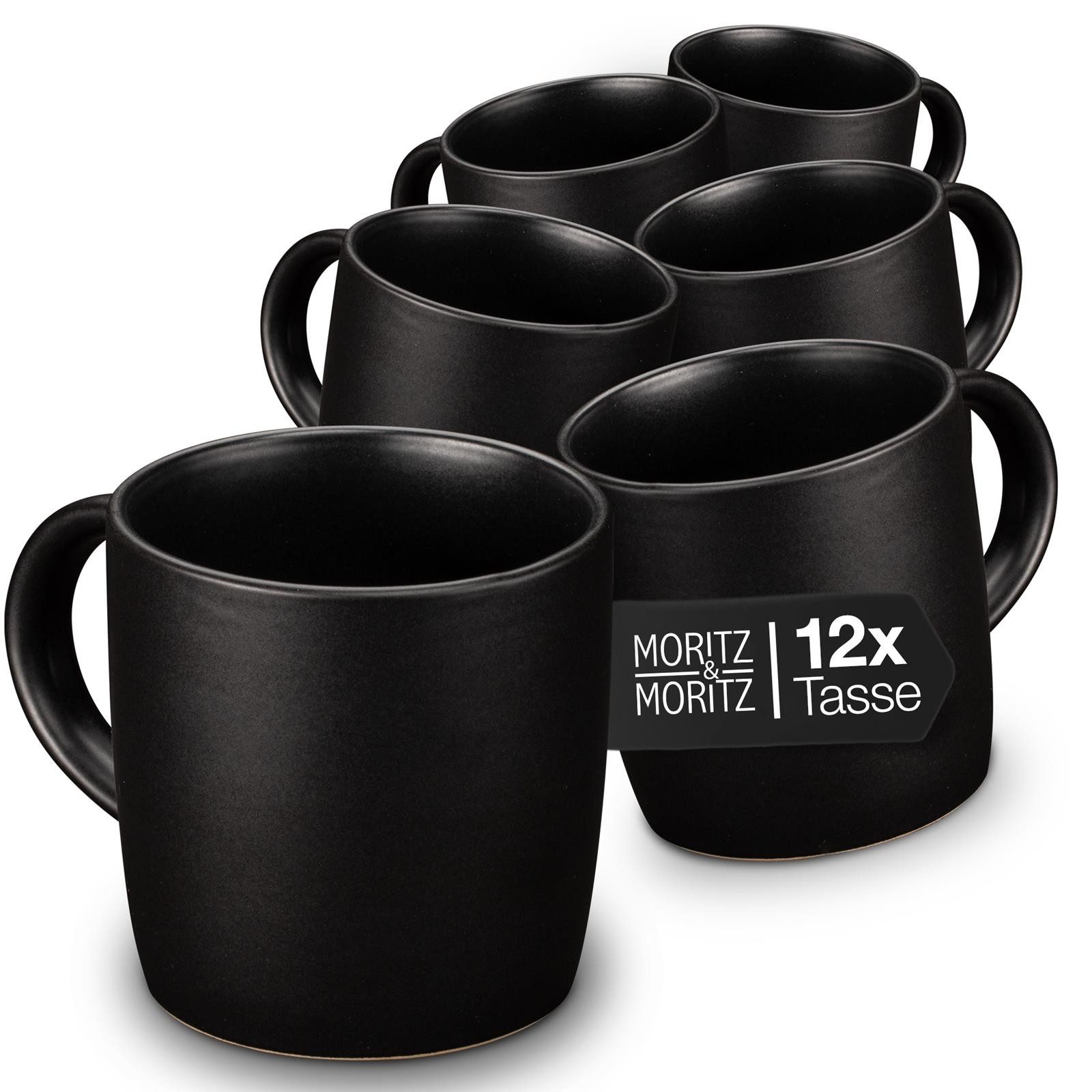 Moritz & Moritz Tasse 12tlg NORDIC Schwarz, 12-tlg., Steinzeug, für 12 Personen - spülmaschinen- und mikrowellengeeignet