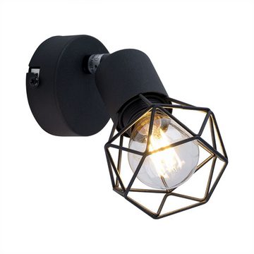 etc-shop LED Wandleuchte, Leuchtmittel inklusive, Warmweiß, Wand Spot Leuchte Wohn Zimmer Strahler Käfig Gitter Lampe schwarz-