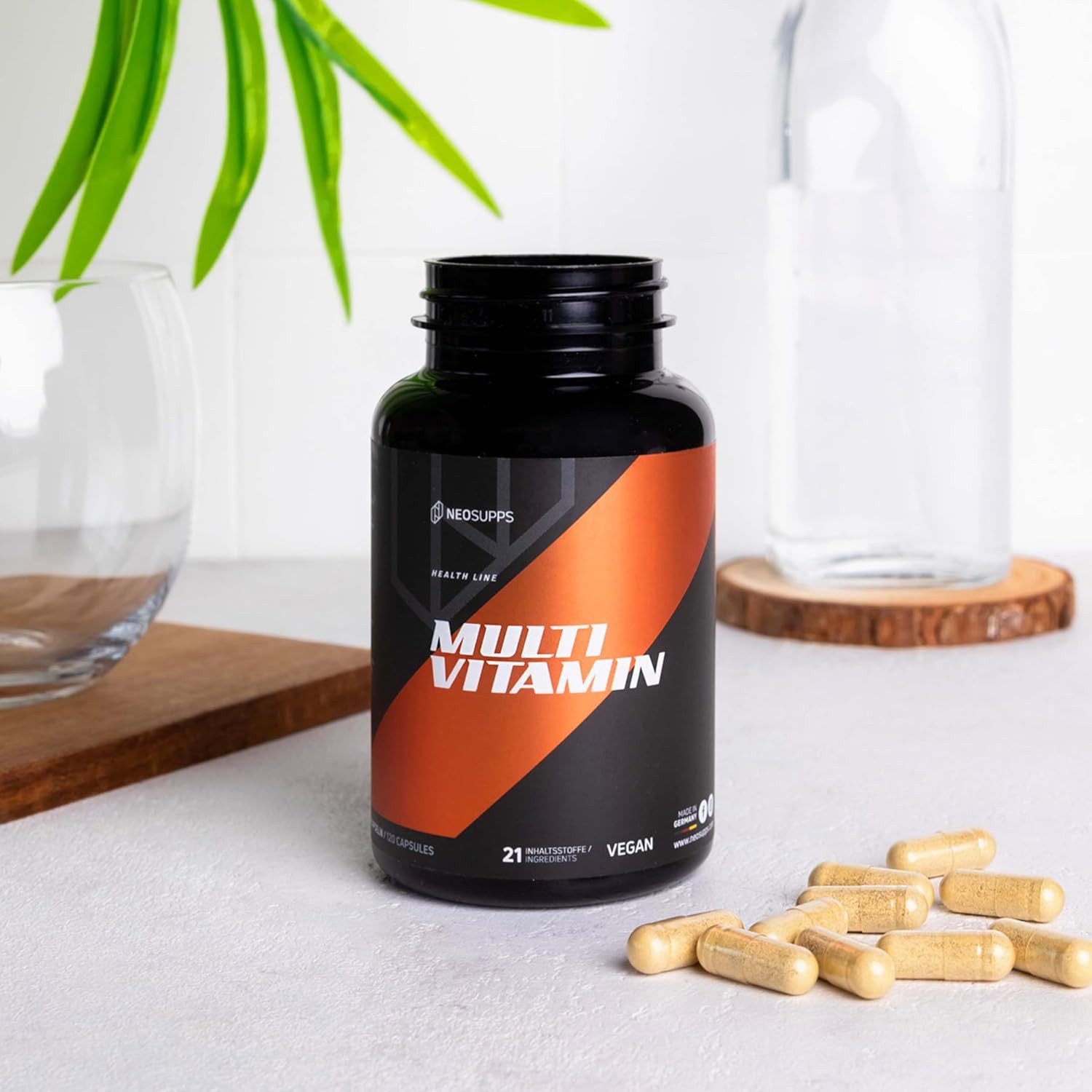 Neosupps Multivitamin 120 Kapseln, 21 Vitamine & Spurenelemente, vegan Pulver, Hochdosiert & Vegan, Stärkung des Immunsystems, 4 Monate Vorrat