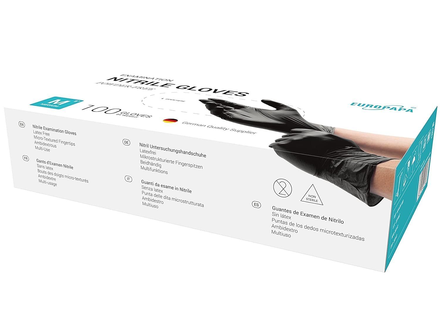 EUROPAPA Einweghandschuhe 1000x Nitrilhandschuhe Einweghandschuhe puderfrei (Untersuchungshandschuhe) EN455 EN374 latexfrei Einmalhandschuhe Handschuhe
