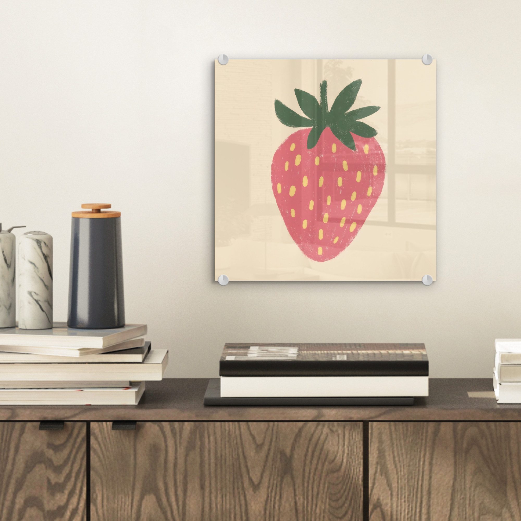 MuchoWow Acrylglasbild Erdbeere - Minimalistisch - günstig online kaufen