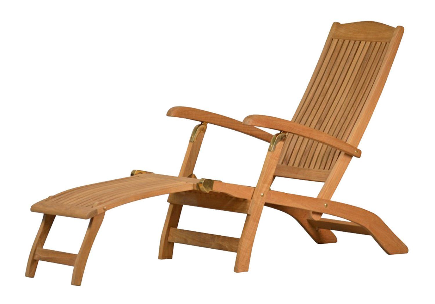 Kai Wiechmann Gartenliege Premium Teak Deckchair als wetterfester Liegestuhl, verstellbarer Teak Relaxsessel mit Fußablage