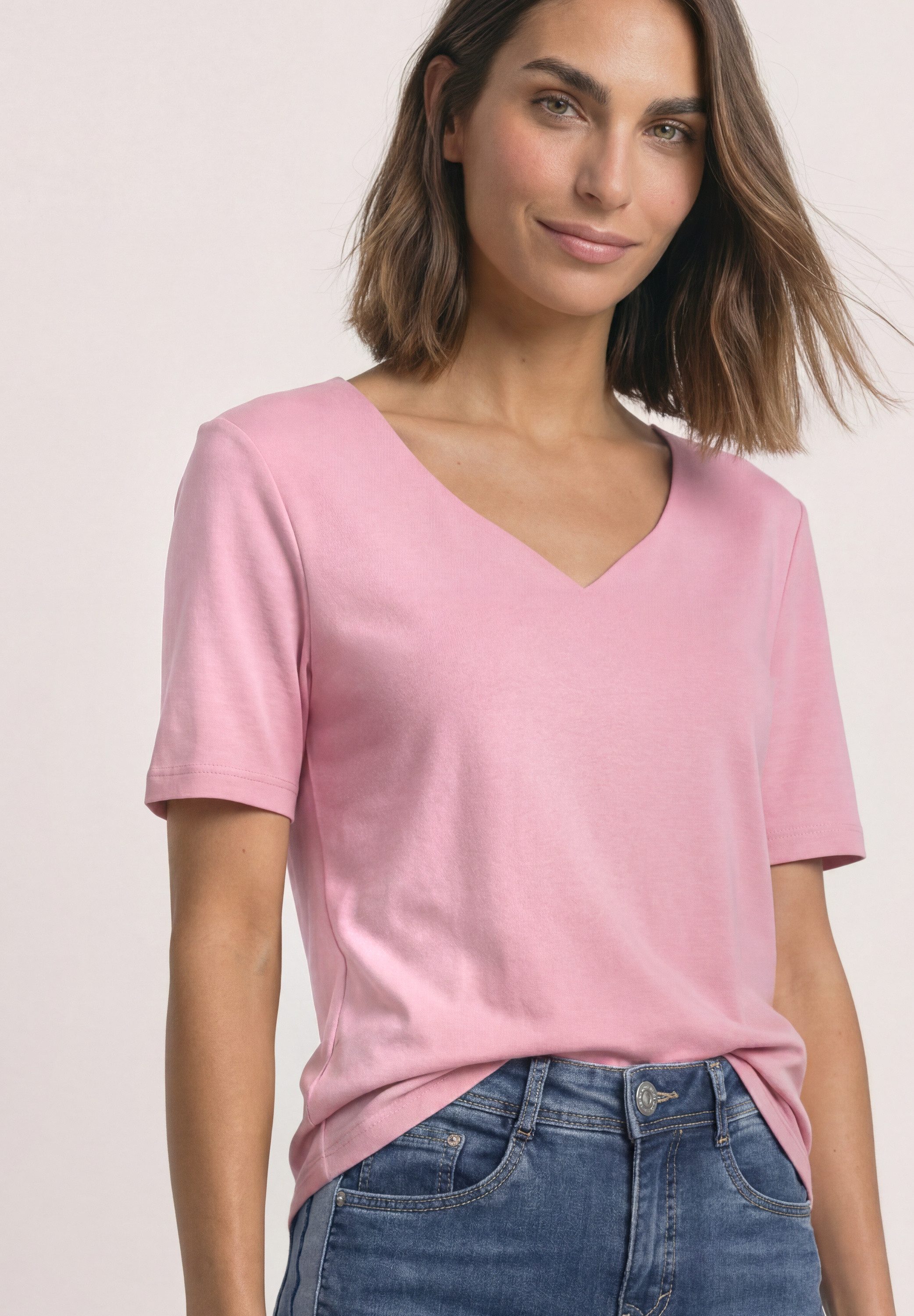 STREET ONE T-Shirt Style Ada Sommershirt mit Herzausschnitt