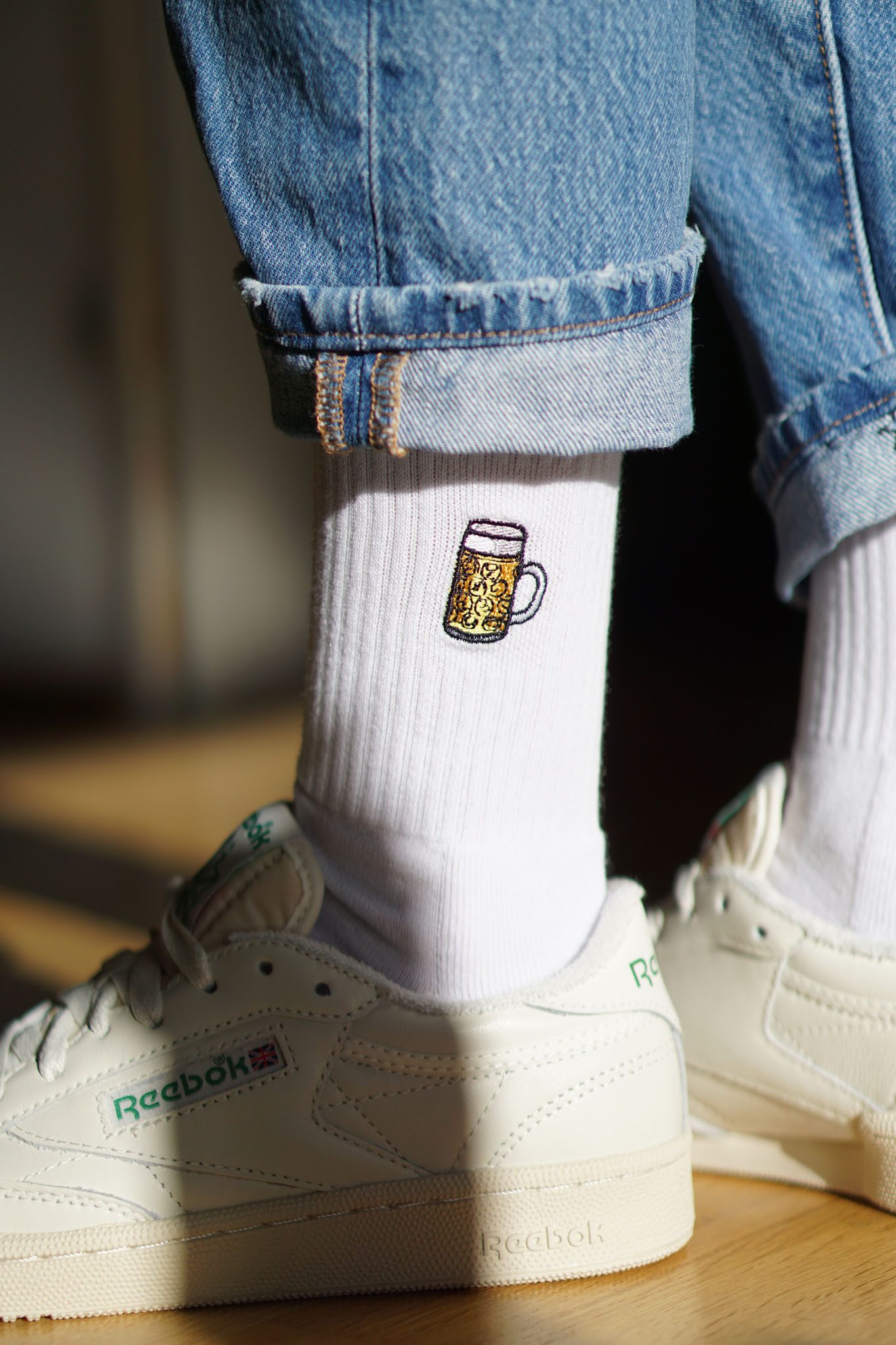 Fashion Drinks Tennissocken Maßkrug, Bestickte Bio Baumwoll Носки (1 Paar) bestickt