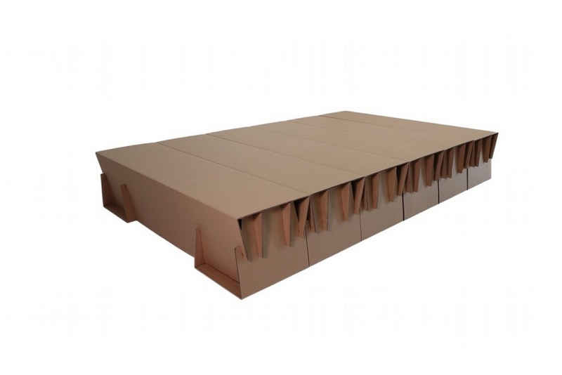 Kartonmöbel Shop Bettgestell Bettgestell, Einzelbett, Nachhaltiges Pappbett (Bett), Das Bett kann durch ein Zusatzmodull auf 2,3m verlängert werden.