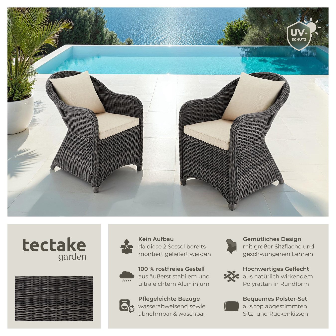 tectake Rattanstuhl 2er Set Rattansessel (Set, günstig online kaufen