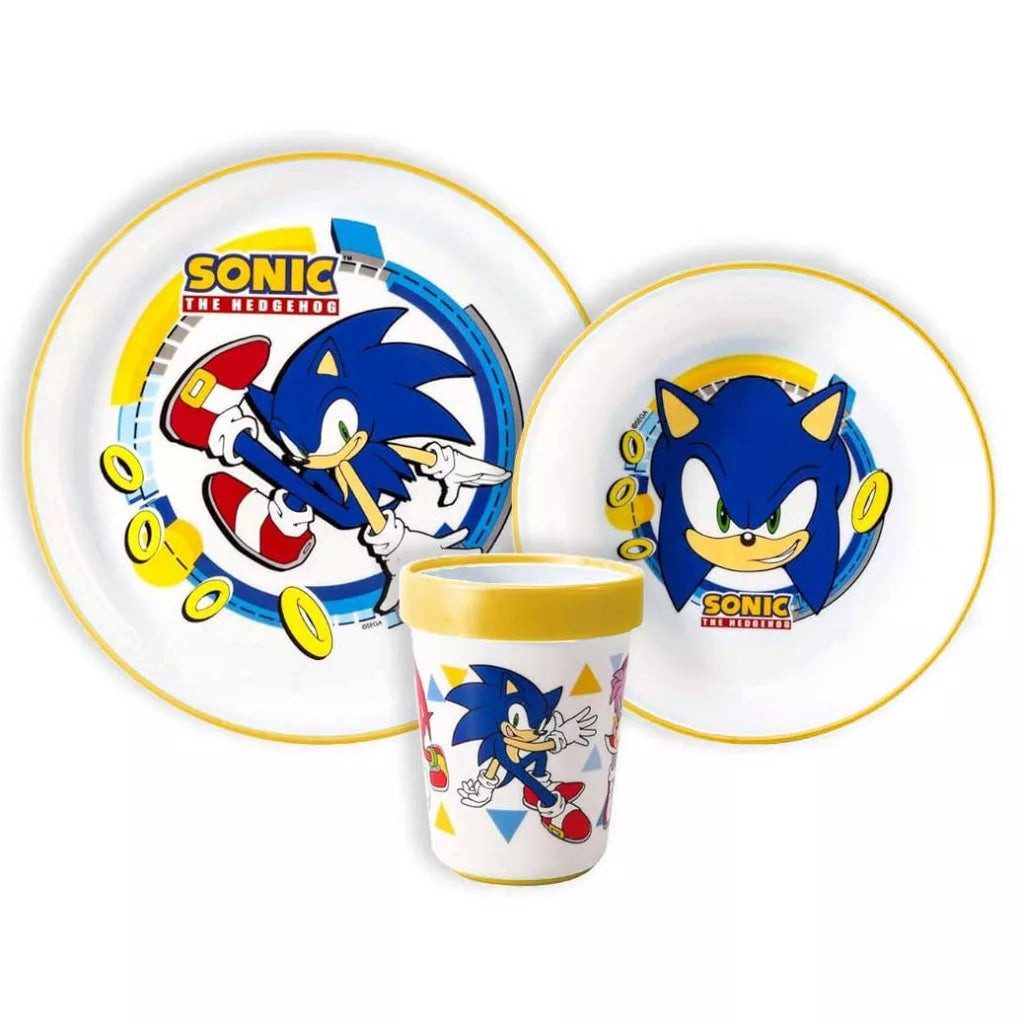 Stor Kinderbesteck Sonic The Hedgehog Geschirr Set Teller Kindergarten Rutschfest 260ml