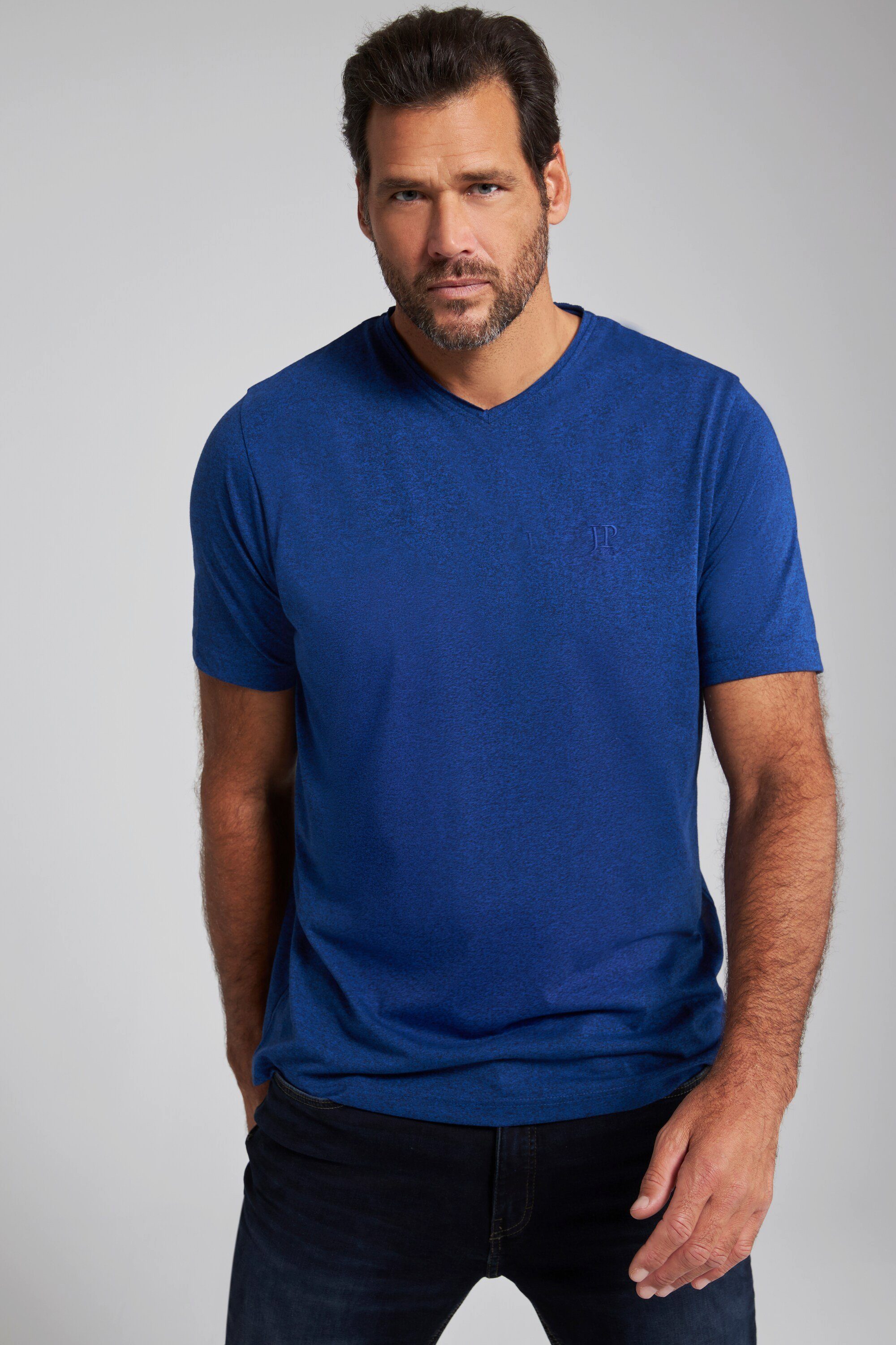 T-Shirt T-Shirt Halbarm V-Ausschnitt clematisblau JP1880