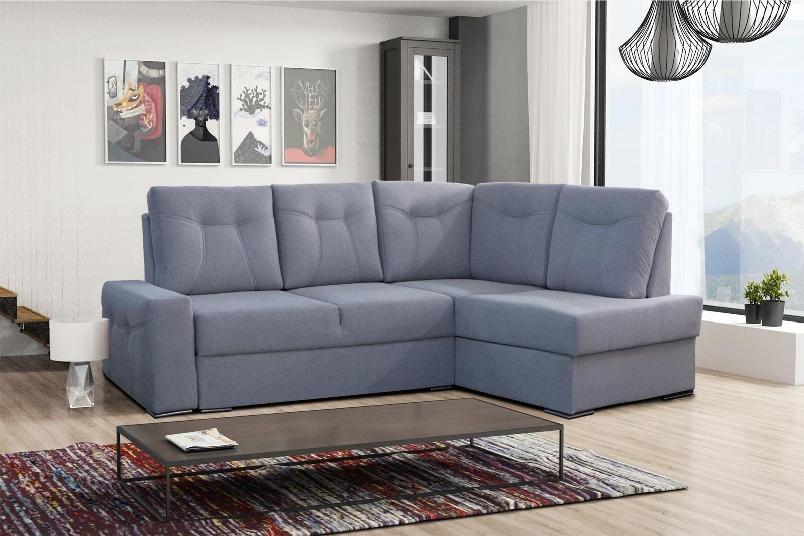 JVmoebel Ecksofa, Design Couch Lounge Sofa Samt L-form Wohnlandschaft Sofas Ecksofa