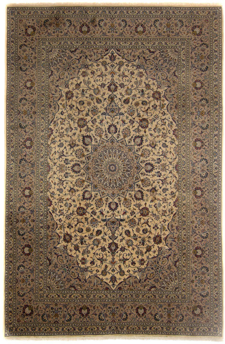 Wollteppich Keshan Medaillon Marrone chiaro 340 x 250 cm, morgenland, rechteckig, Höhe: 10 mm, Unikat mit Zertifikat
