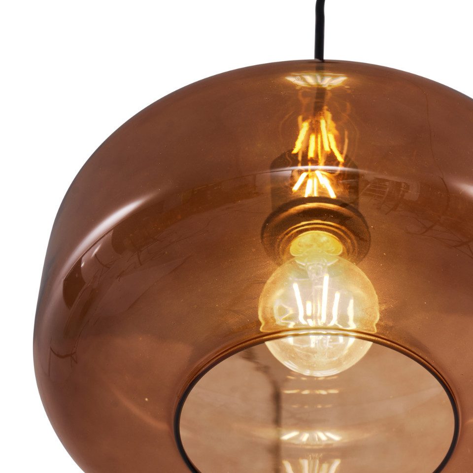 Qazqa Pendelleuchte Bizle, ohne Leuchtmittel, Extra-Warmweiß, QAZQA Hängeleuchte, e27, Schwarz, Glas, Retro