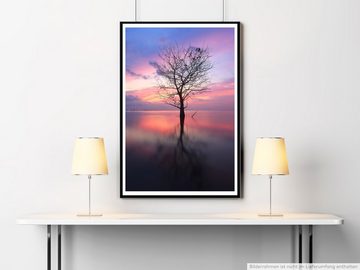 Sinus Art Poster 60x90cm Poster Landschaftsfotografie  Baum bei Sonnenaufgang