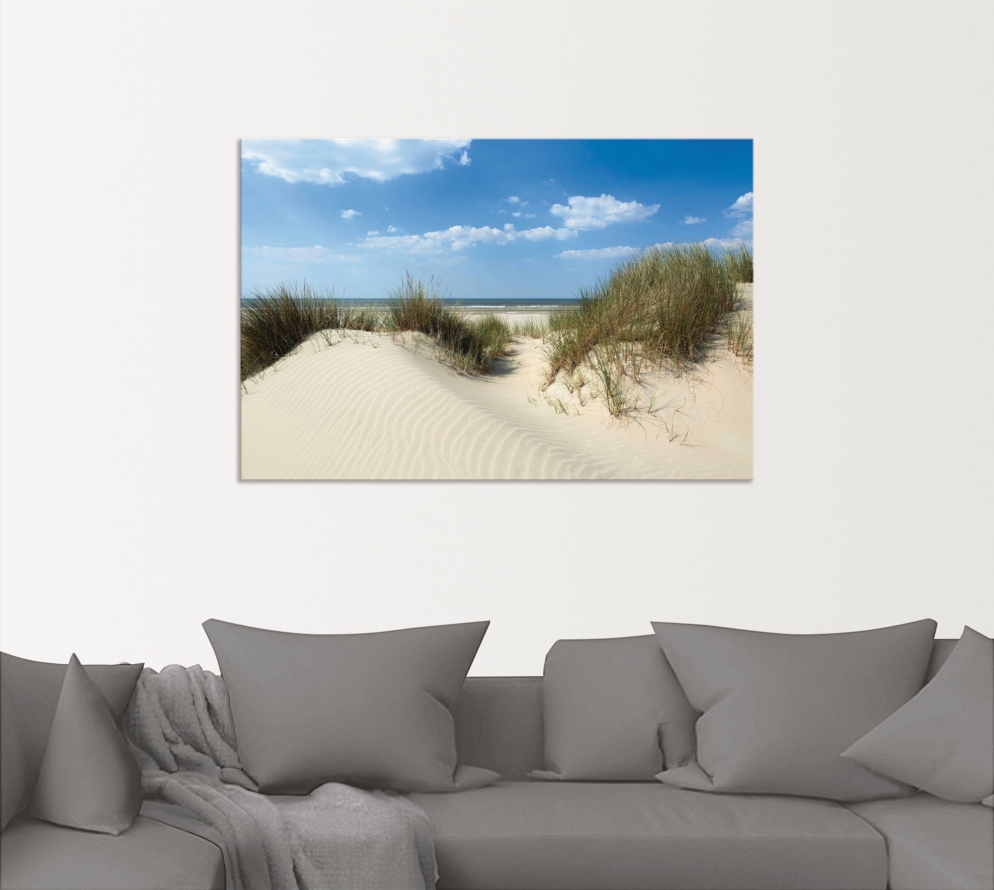 Artland Alu-Dibond-Druck Düne mit Meeresblick, Strand (1 St), für Innen- und Außenbereich geeignet, Outdoorbild