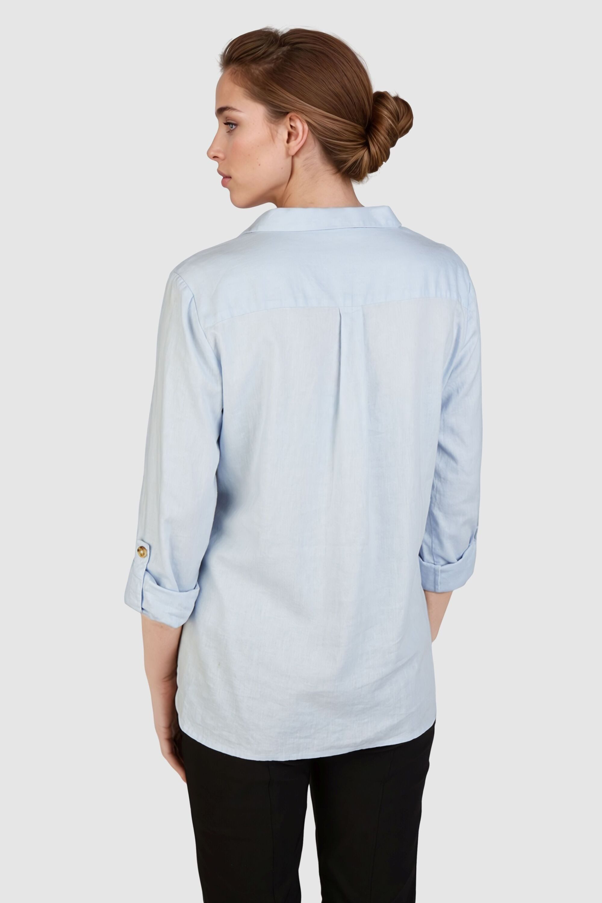 NAVIGAZIONE Klassische Bluse mit Leinen – Bild 3 von 5