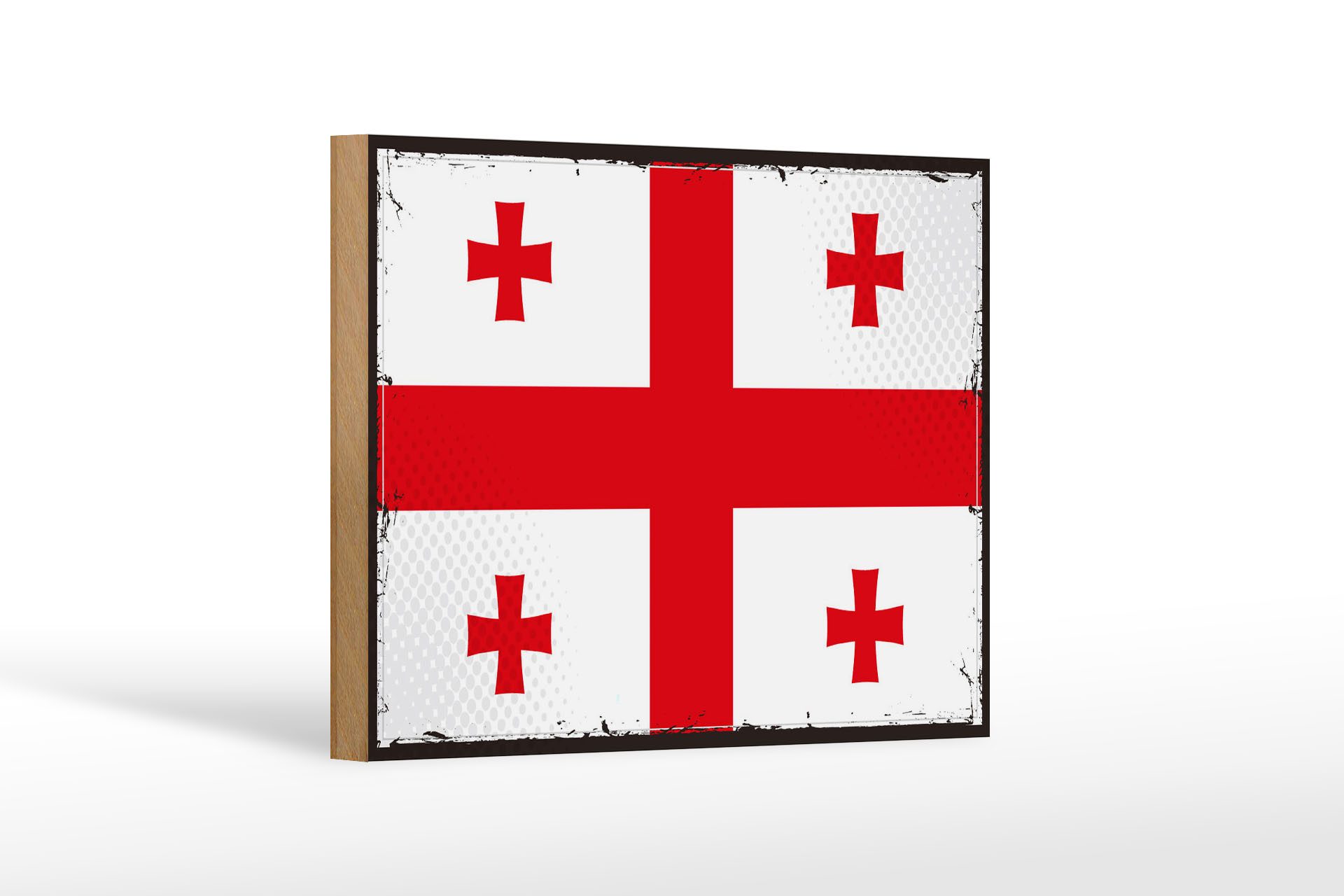 Femer GmbH Holzbild Flagge Georgiens 18x12 cm Retro Flag of Georgia, Flaggen (1 St), Glatte Holzfaserplatte (MDF), vorn beschichtet