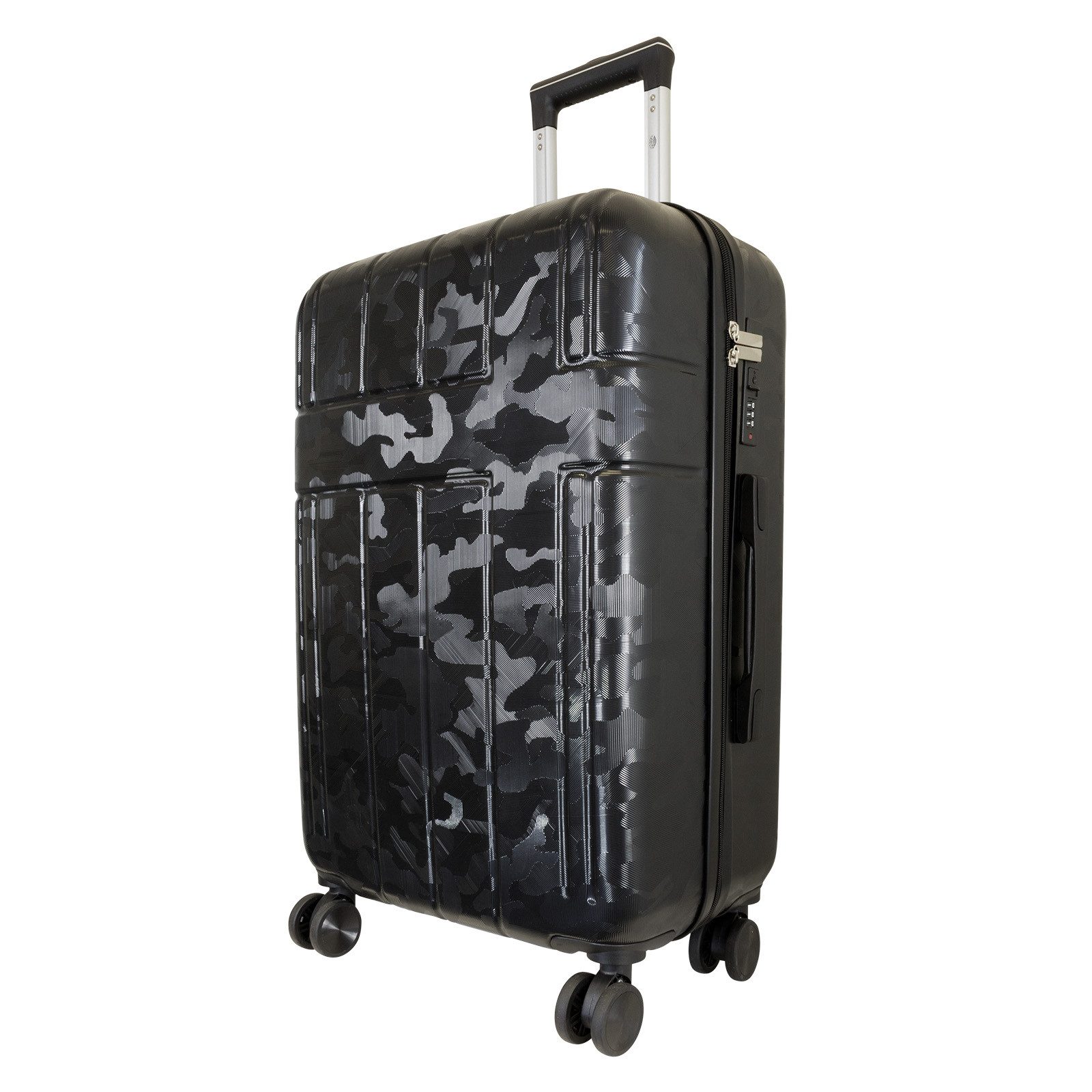 Trendyshop365 Hartschalen-Trolley Camo, 3 Farben, 3 Größe, Reisekoffer mit, 4 Rollen, Zahlenschloss, Doppelrollen, 2 Tragegriffe