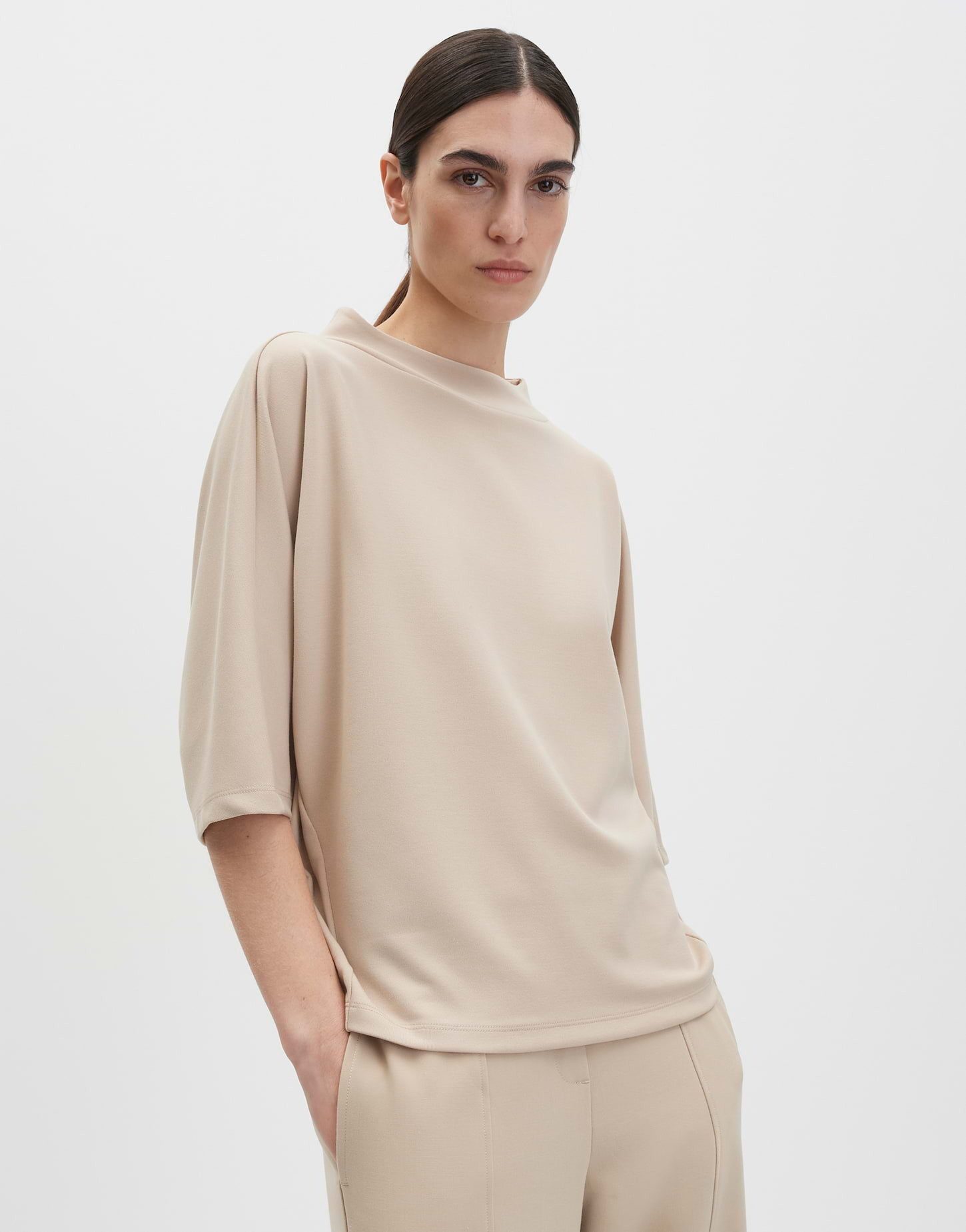 someday Sweatshirt ULINDA Loose aus ECOVERO™ Viskosemix schmal zulaufend, angeraute Oberfläche, Fledermausärmel