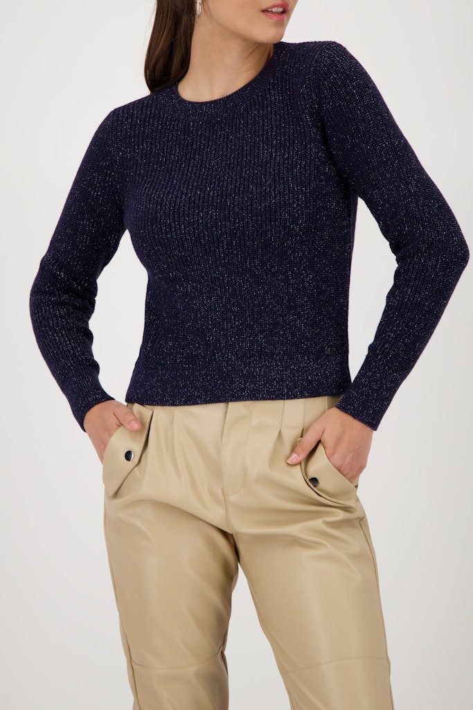 Monari Rundhalspullover 809134 Dezenter Lurex-Schimmer für günstig online kaufen