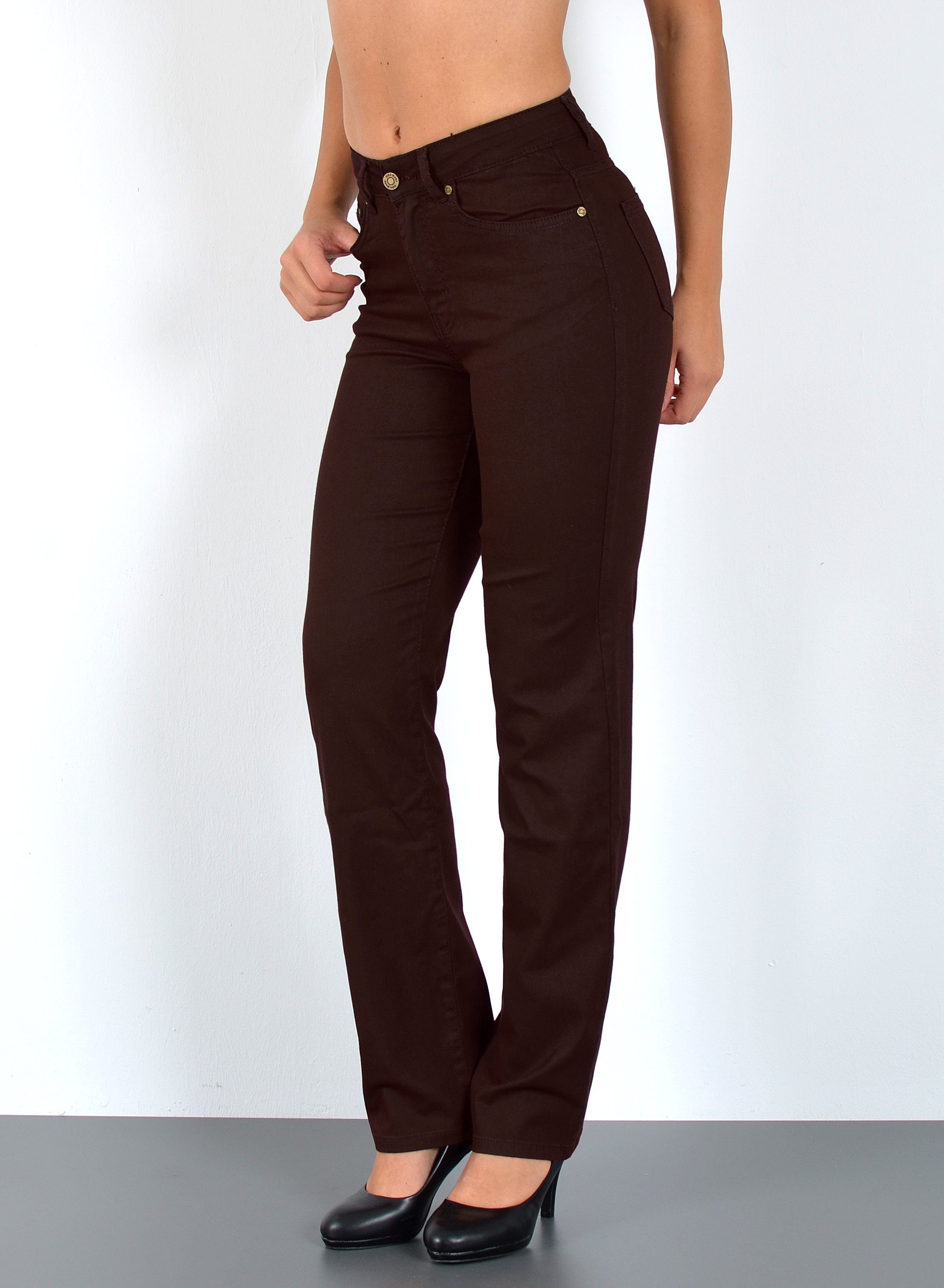 ESRA Stoffhose Damen Straight Fit Hose High Waist Business-Hose bis Große G günstig online kaufen