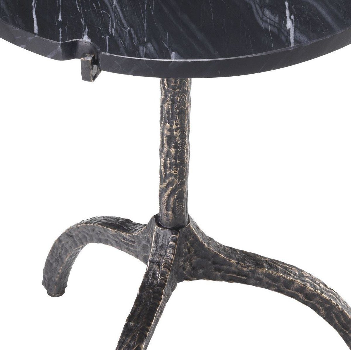Casa Padrino Beistelltisch Luxus Luxus - Messing - 45 Möbel Schwarz Ø 58,5 - mit Bronzefarben Möbel Tisch Beistelltisch Marmorplatte H. cm / x