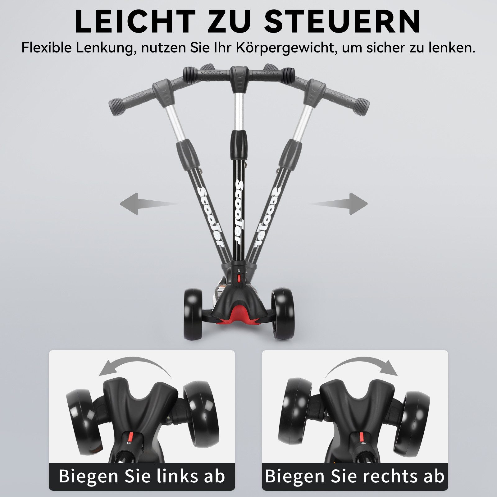 oyajia Cityroller Scooter Roller Kinder Kinderroller Dreiradscooter ab 3 jahre faltbar, (Faltbar Tret-Roller höhenverstellbarer Cityroller), Kinderscooter mit ABEC-9 Kugellager, Belastbar bis zu 100 Kg
