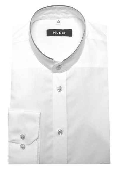 Huber Hemden Langarmhemd HU-0076 Stehkragen, Kontraststoff, Regular Fit - bequeme Form, Made in EU