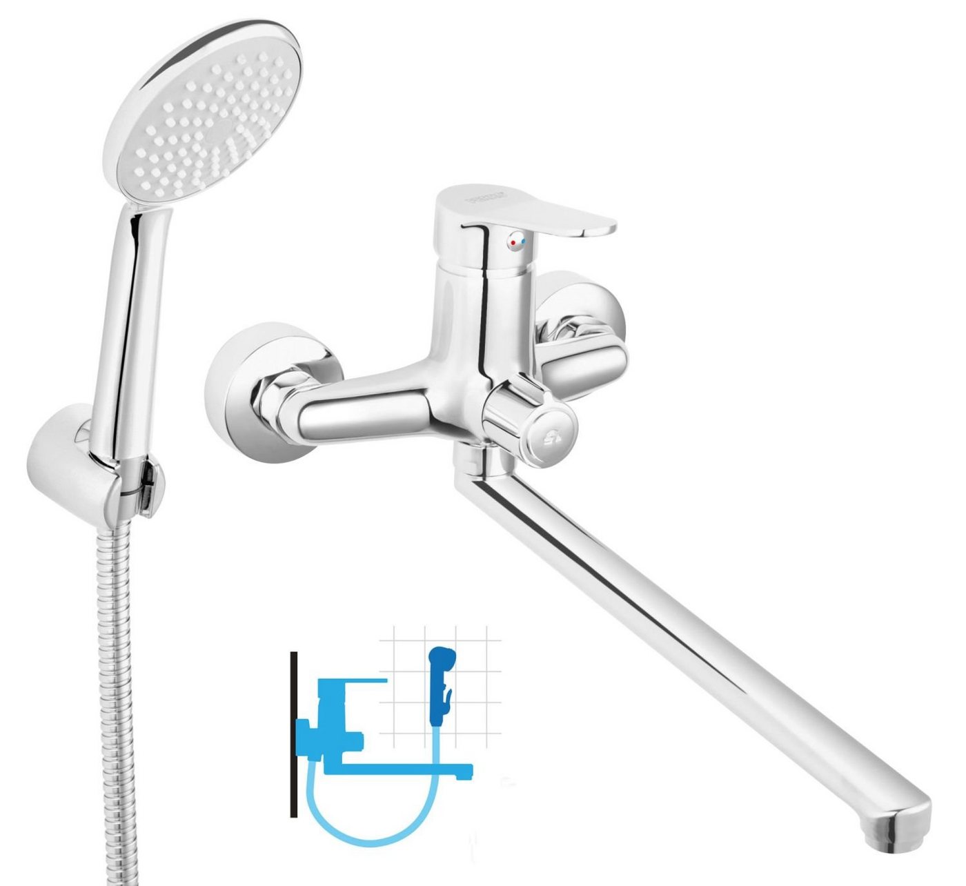 Thumbnail - Ferro Wannenarmatur ISSO Badewannenarmatur mit Brauseanschluss Bad/Waschtisch Wasserhahn, Chrom