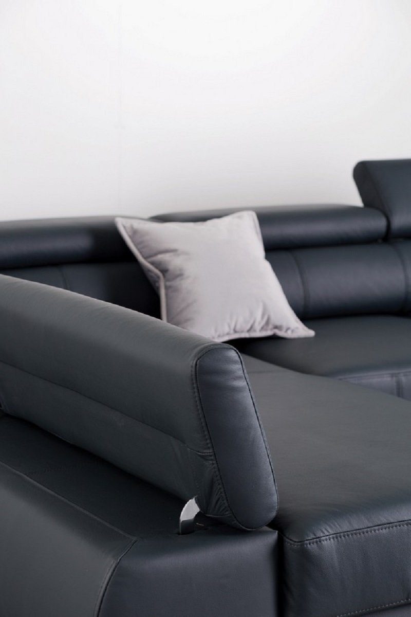 schwarz, Neuss Sofa mit mit mini, Stauraum, Bettfunktion, Ecksofa Büffelleder, verstellbaren Dreams Kopfstützen mit