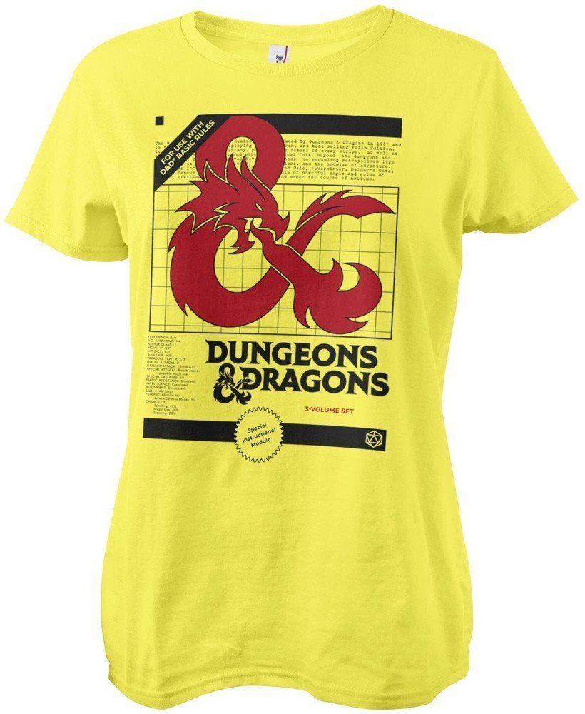 DUNGEONS & DRAGONS T-Shirt D&D 3 Volume Set Girly Tee Yellow