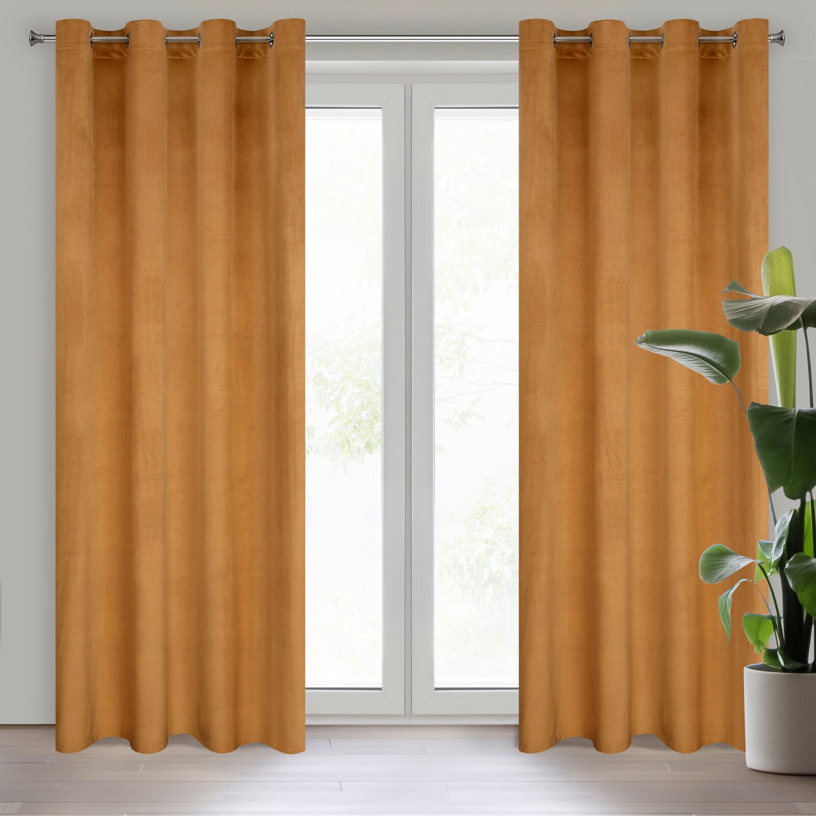 Eurofirany Vorhang VELVET (2 St), Ösen, blickdicht, Samt, 2er-Set Ösenschals aus Velvet, mit mittlerem Verdunkelungsgrad