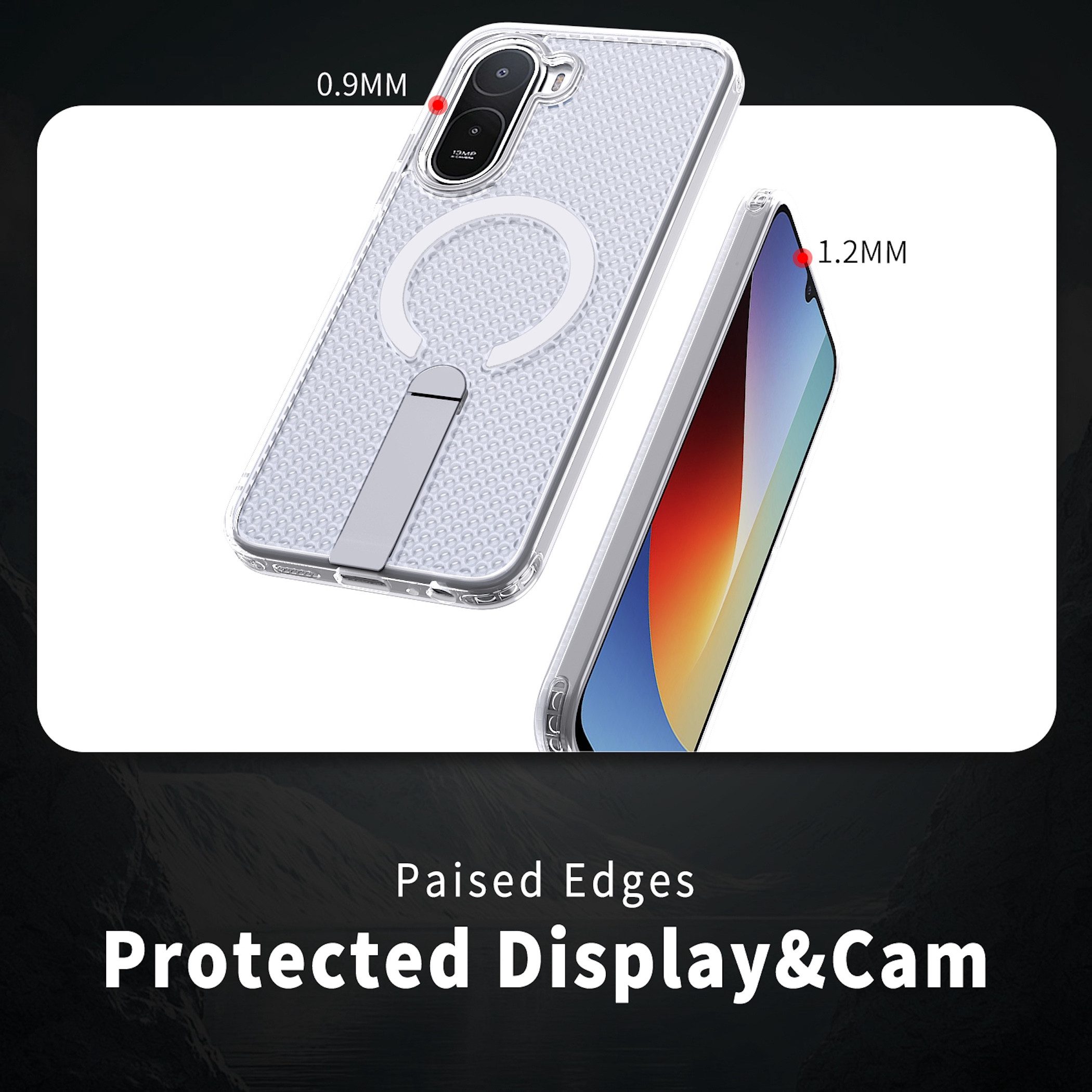 Wigento Handyhülle Magnetische Kickstand Silikon Xiaomi Redmi A7 Pro TPU / PC Transparent 6,9 Zoll, Magnetring, Kamera Schutz, stoßabsorbierend, auftsellbar – Bild 4 von 5