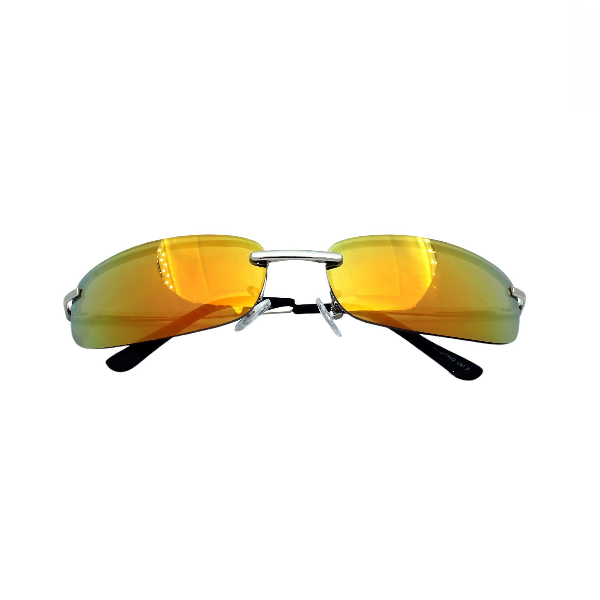 Rennec Sonnenbrille (Rechteckige Metall Sonnenbrille extra schmale Gläser) leichtes Edelstahlgestell, Federscharniere an den Bügeln