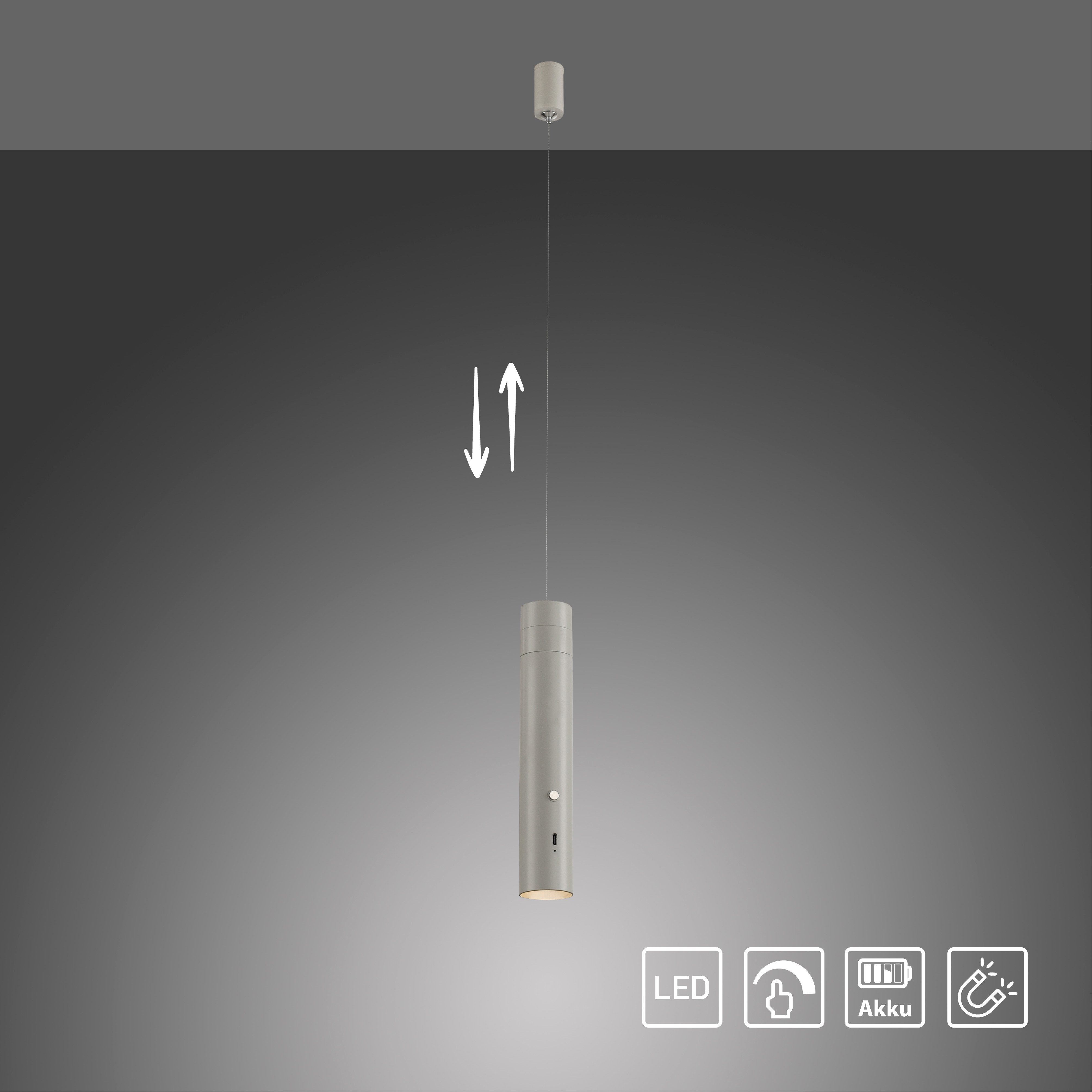 JUST LIGHT Pendelleuchte ATTACH, Dimmfunktion, LED fest integriert, Warmweiß, Akkuleuchte, mobile Lichtlösung, Taschenlampe