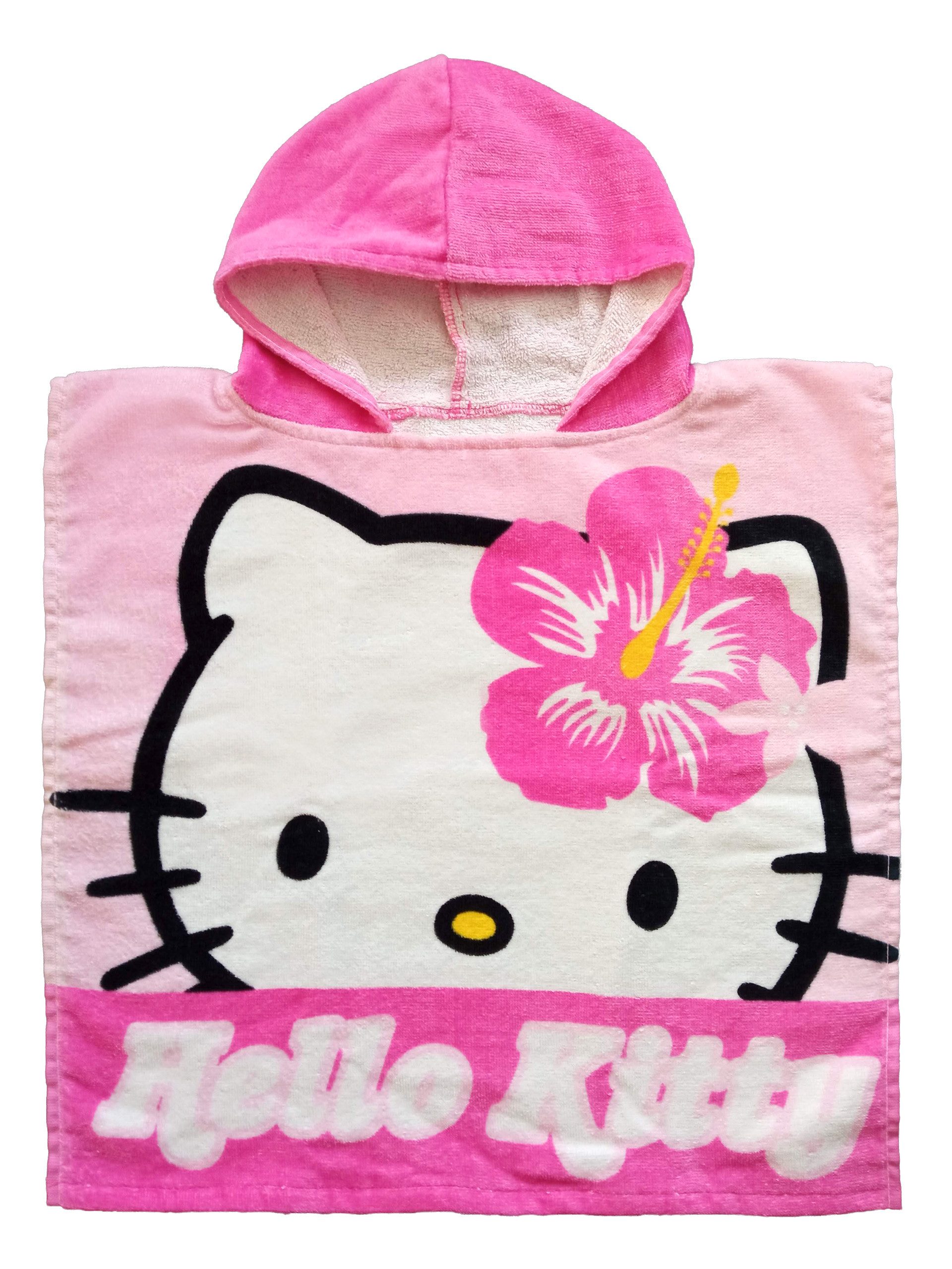 United Labels® Strandtücher Hello Kitty Badeponcho Handtuch Badetuch mit Kapuze 50 x 100 cm