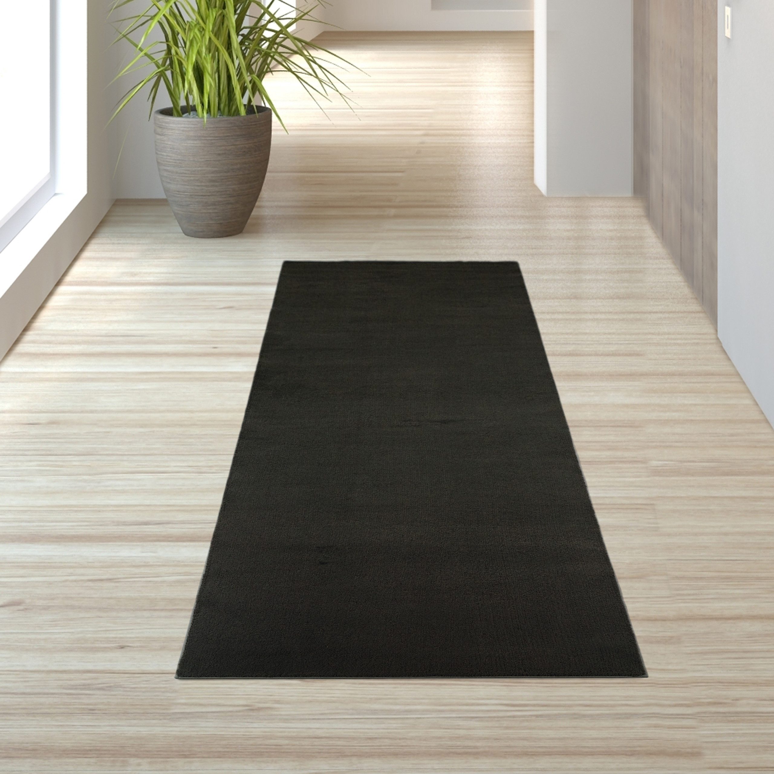 TeppichHome24 Teppich Schwarzer Teppich weich und gemütlich pflegeleicht, r günstig online kaufen