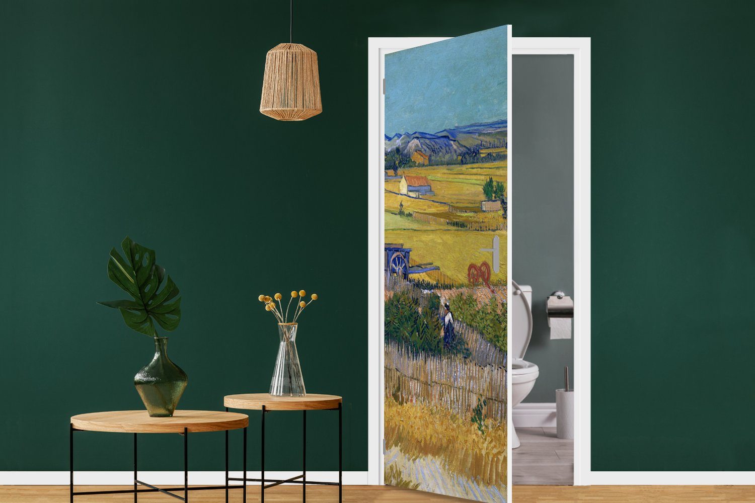 Ernte van Matt, (1 Tür, Gogh, Türaufkleber, - Türtapete bedruckt, St), cm MuchoWow Die 75x205 für Vincent Fototapete