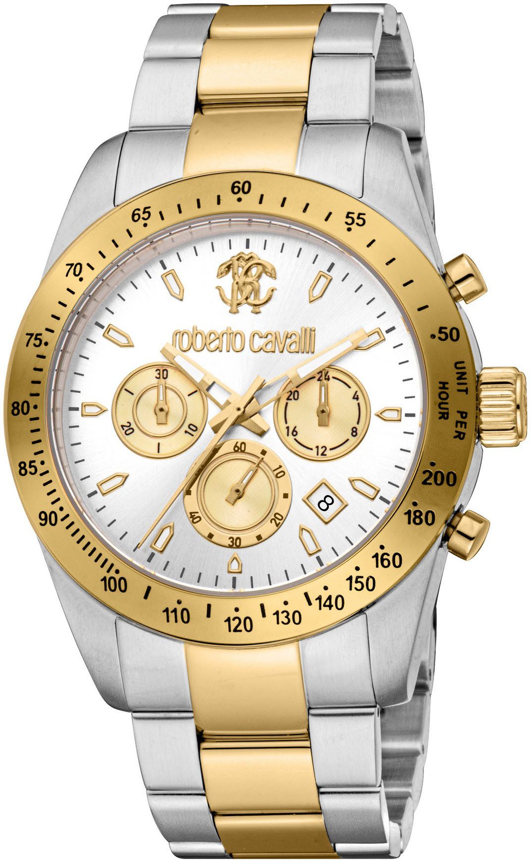 roberto cavalli Chronograph Uomo Chrono RC5G046M1075, Quarzuhr, Armbanduhr, Herrenuhr, Edelstahlarmband, analog, Tag