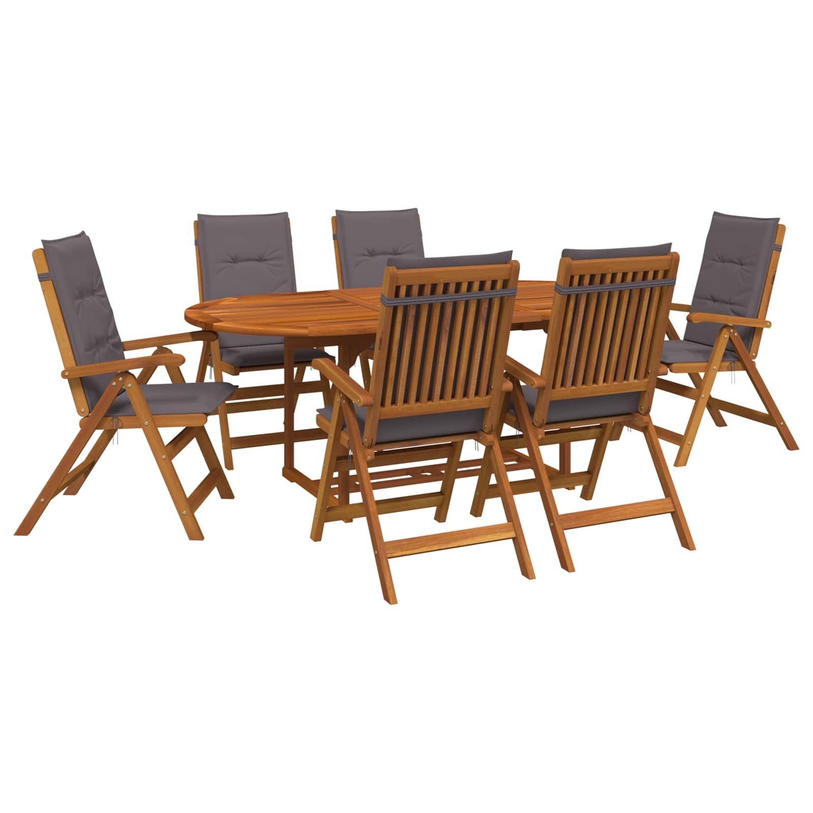 vidaXL Gartenlounge-Set 7-teiliges Garten Essset Natur Massivholz