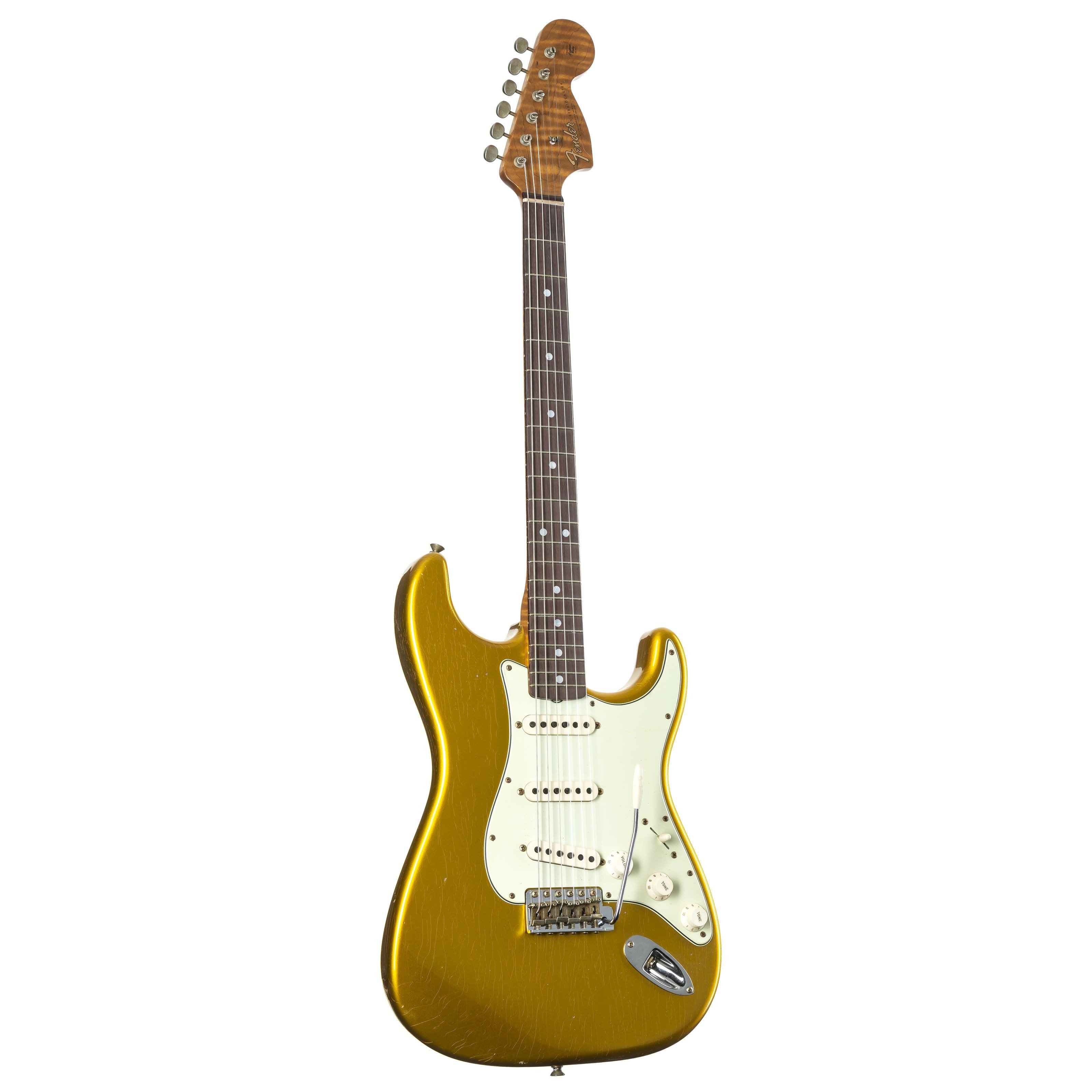 Fender E-Gitarre, E-Gitarren, Premium-Instrumente, '66 Stratocaster RW Journeyman Frost Gold - Custom E-Gitarre