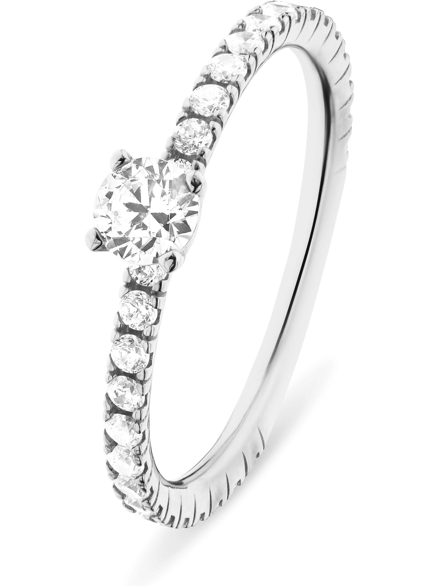 FAVS Fingerring FAVS Damen-Damenring 1 Zirkonia, Zirkonia, synthetisch weißgold