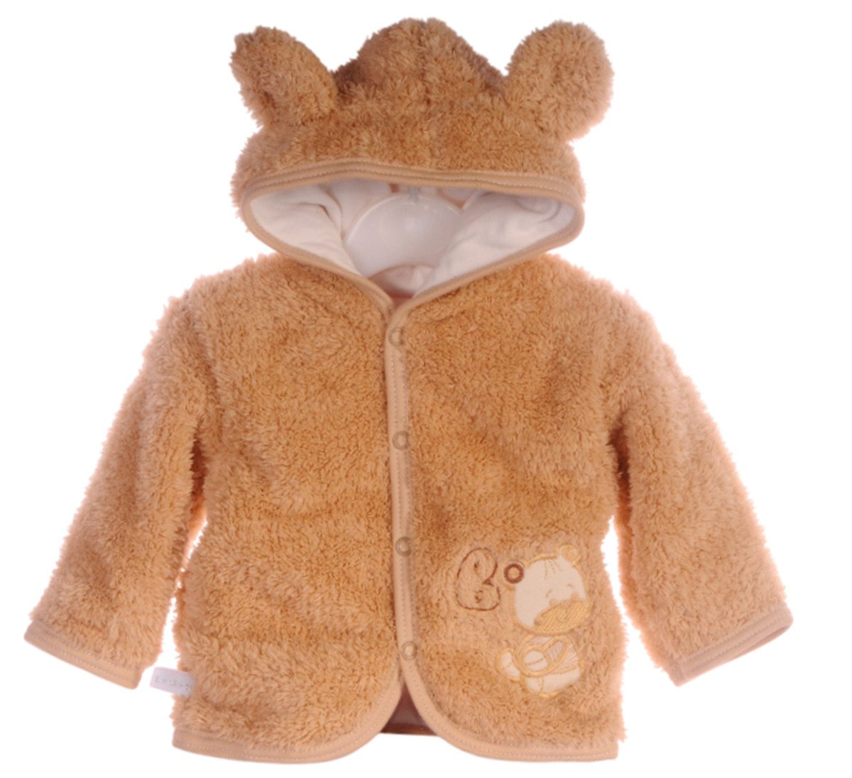 Fleecejacke Babyjacke kuschelige Baby Jacke in Beige mit Bärchen